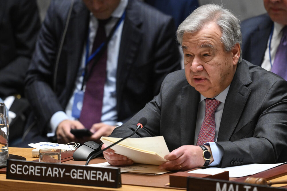 El secretario general de la ONU, António Guterres, en una reunión del Consejo de Seguridad el 18 de abril de 2024 en Nueva York