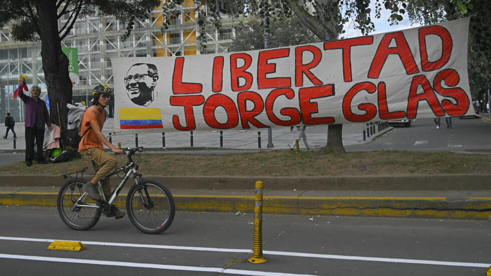 Parcanta en favor del expresidente de Ecuador Jorge Glas el 12 de abril de 2024 en Quito