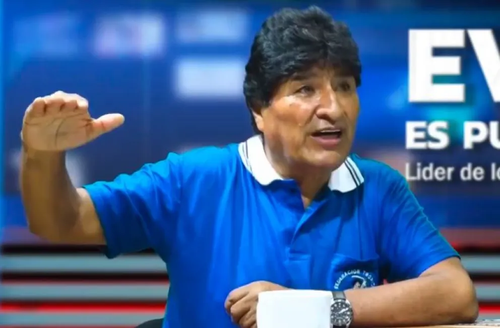 Evo Morales, en su programa en RKC, este domingo. Foto: Captura de video 