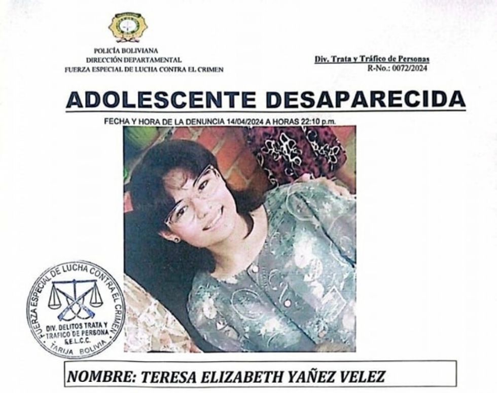 Desaparece una niña de 12 años en Tarija