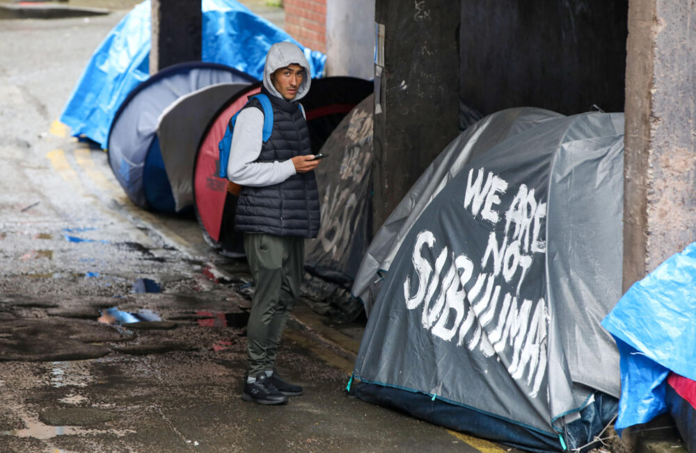 El campamento de migrantes y solicitantes de asilo instalado en las cercanías de la Oficina de Protección Internacional, en Dublín, en una imagen del 30 de abril de 2024
