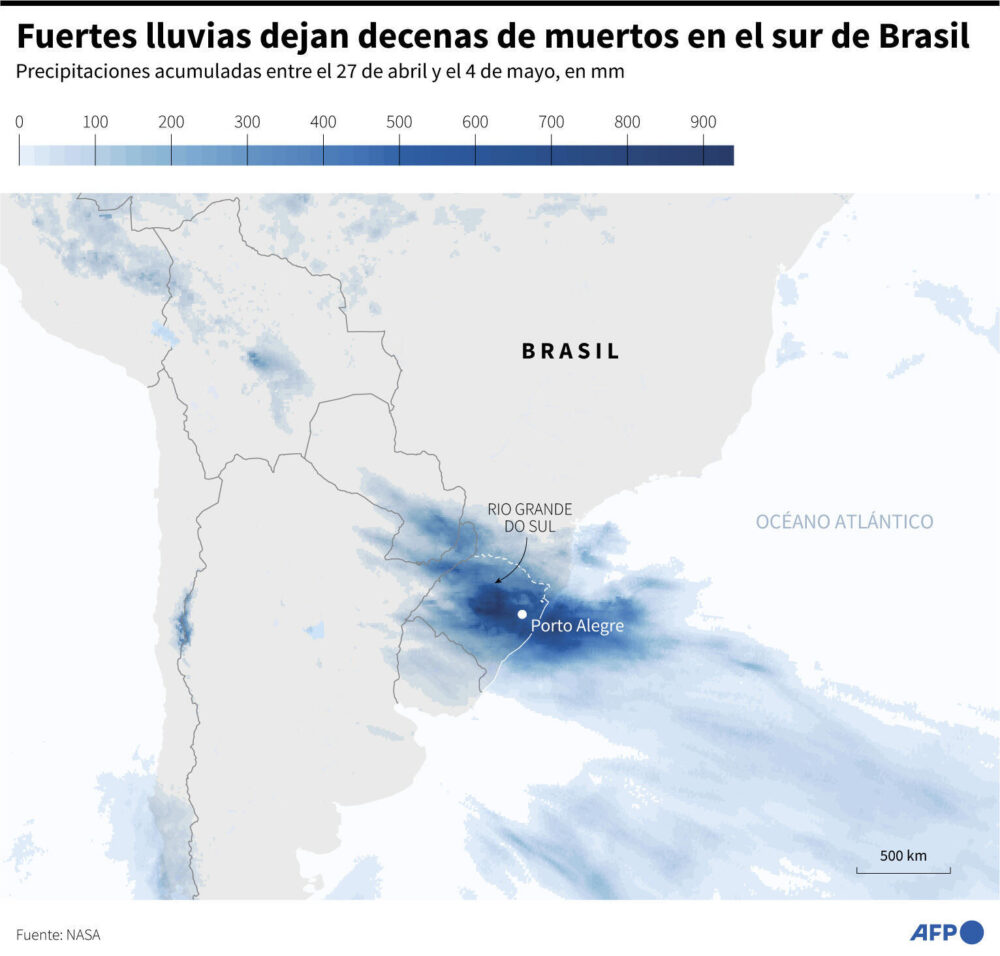 Fuertes lluvias dejan muertos y desaparecidos en sur de Brasil