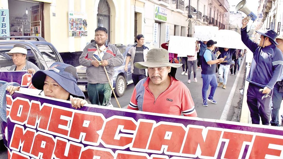 Movilización de los gremiales, en Cochabamba./ DICO SOLÍS