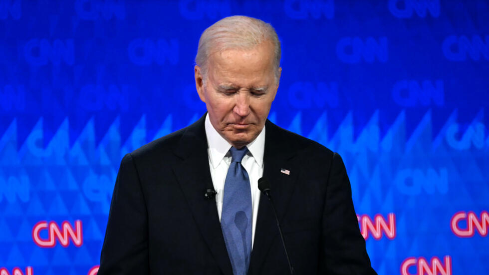 Joe Biden durante el debate frente a Donald Trump, en Atlanta, el 27 de junio de 2024