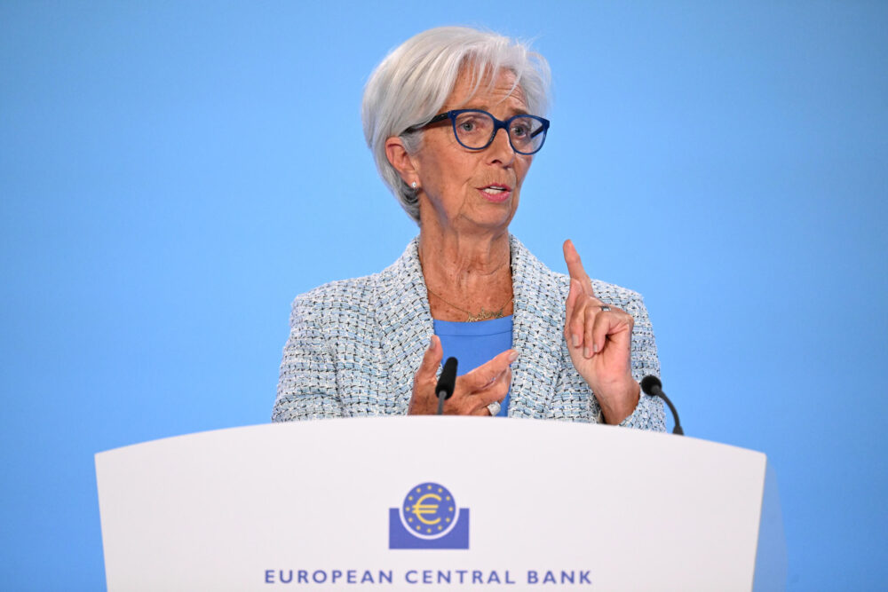Christine Lagarde, presidenta del Banco Central Europeo (BCE), habla durante una rueda de prensa el 6 de junio de 2024 en la ciudad alemana de Fráncfort