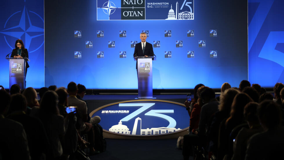 El secretario general de la OTAN, Jens Stoltenberg, en la cumbre de la Alianza en Washington, el 10 de julio de 2024