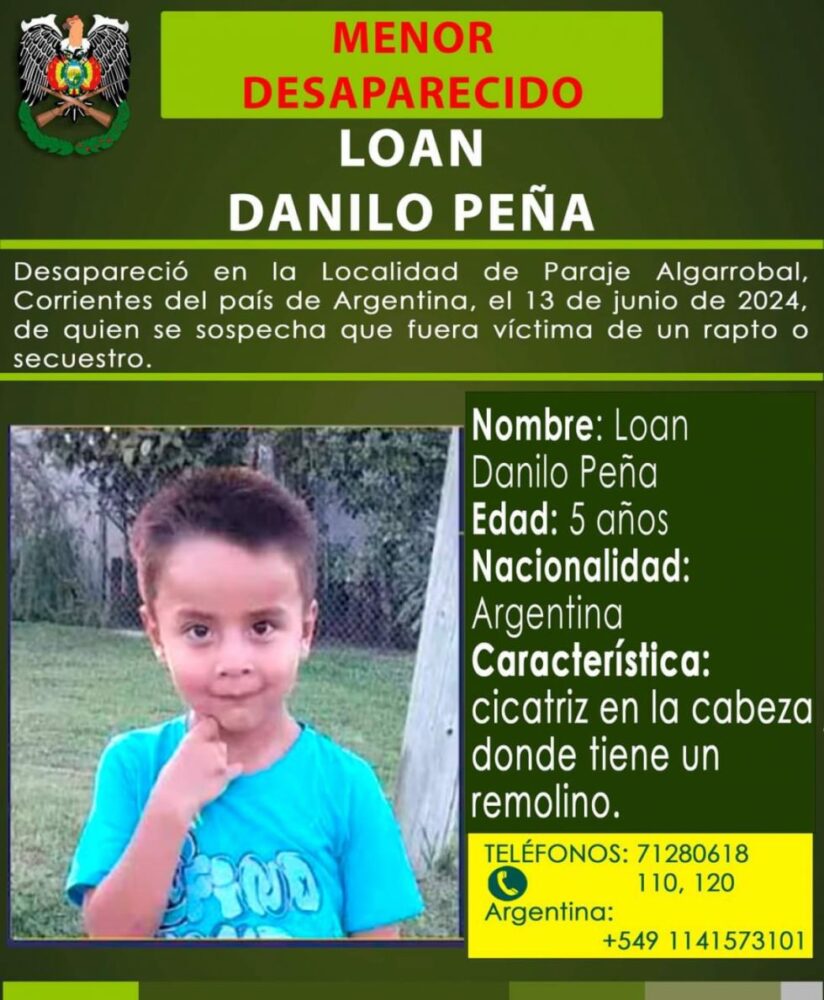 Tarija: Policía inicia búsqueda de niño Loan