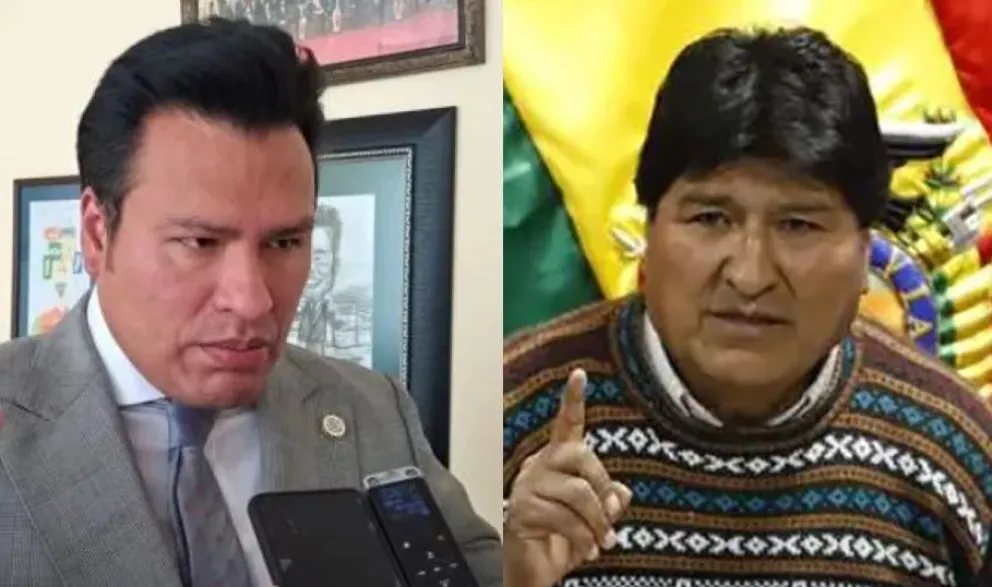 El vocal de la Sala Constitucional Primera de La Paz, Israel Campero, y el expresidente Evo Morales
