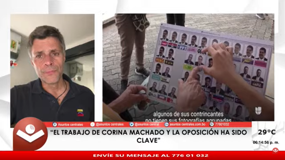 Leopoldo López asegura que González está 40 puntos por encima de Maduro