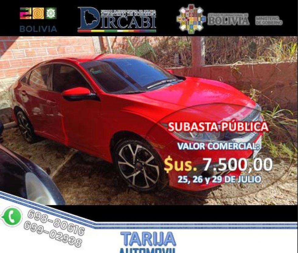 Vea la marca, modelo, estado y precio de las 13 movilidades a subastarse por Dircabi en Tarija