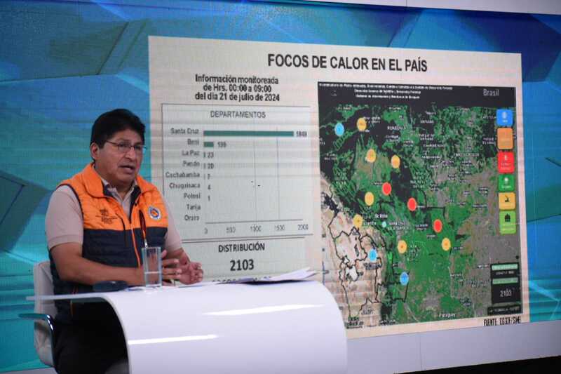 Bolivia registra 2.103 focos de calor, el 90% están en Santa Cruz y Beni