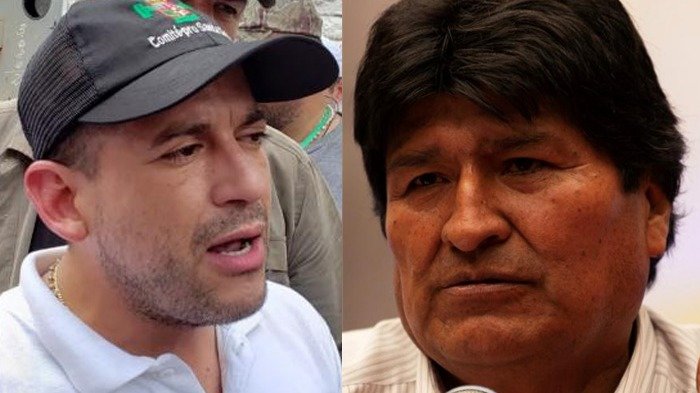 El gobernador electo de Santa Cruz, Luis Fernando Camacho (i), y el expresidente Evo Morales. TWITTER