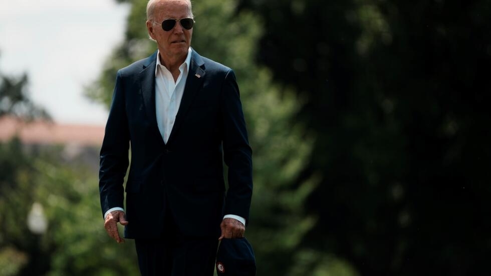 El presidente Joe Biden llega a la Casa Blanca tras una estancia en la residencia oficial de Camp David, el 28 de julio de 2024 en Washington