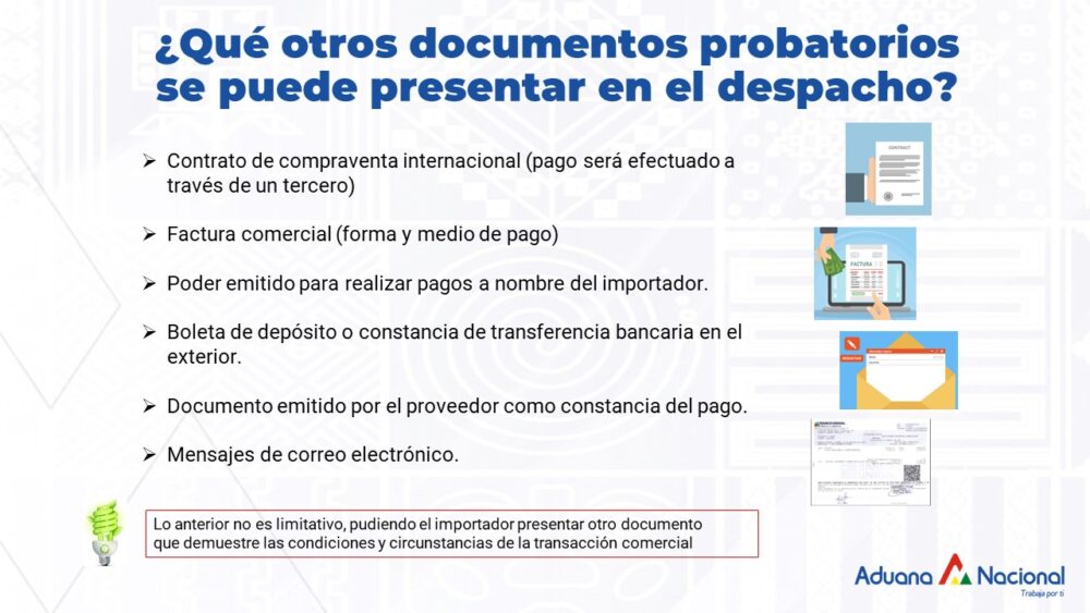 Aduana permite presentar otros documentos probatorios para facilitar importación