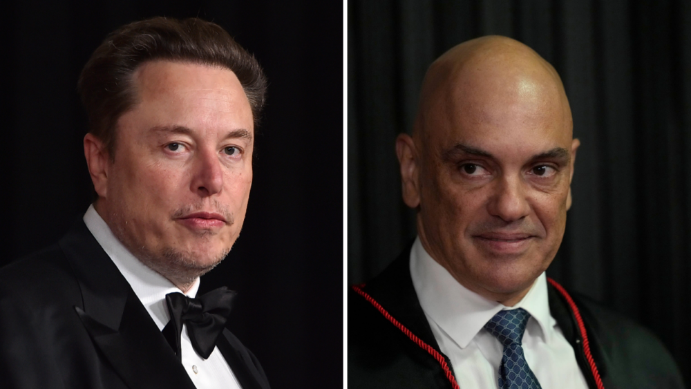 Montaje fotográfico con el juez del Tribunal Supremo Alexandre de Moraes y el multimillonario Elon Musk, jefe de la red social X