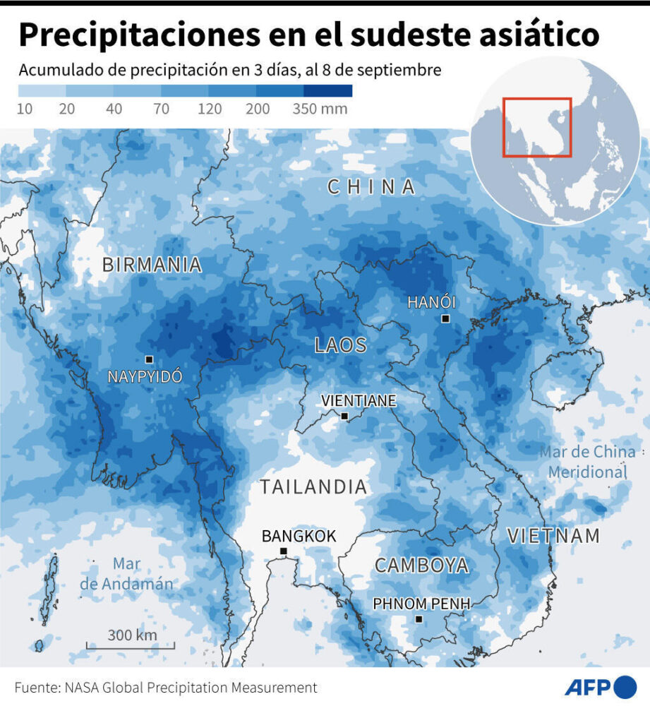 Precipitaciones en el sudeste asiático