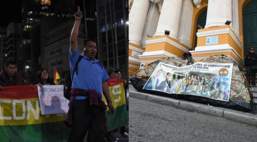 Durante la semana, la plaza Murillo fue blanco de protestas. Foto: Composición