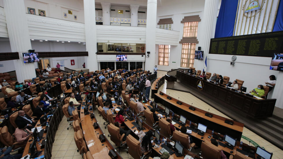 Imagen de la Asamblea Nacional de Nicaragua durante una sesión parlamentaria en Managua, el 14 de junio de 2022.