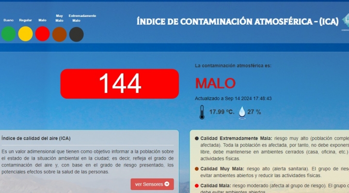 La contaminación del aire bajó en 100 puntos en La Paz y paso de “muy mala” a “mala”