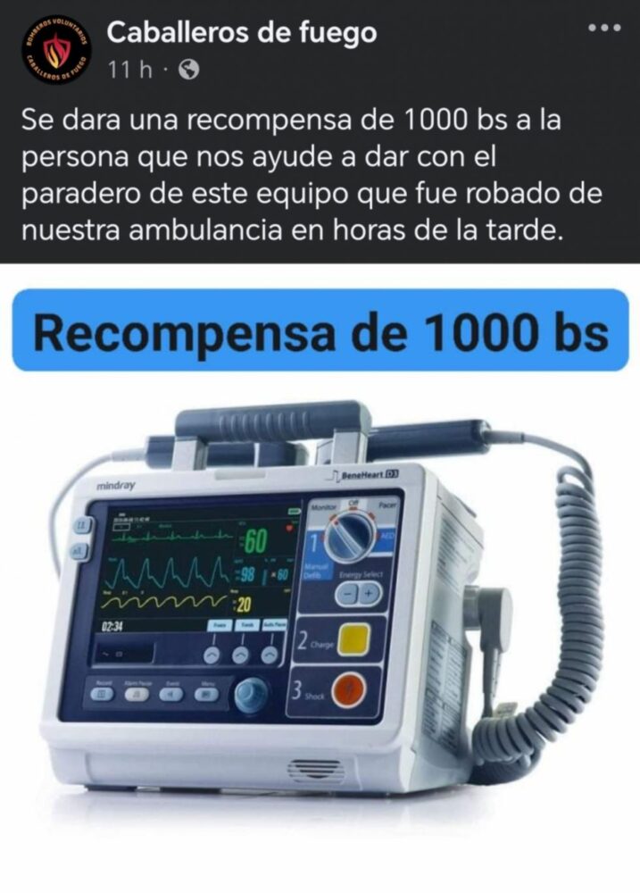 Robaron equipo médico al grupo Caballeros de Fuego