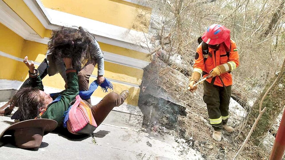 Imágenes de los incendios en Santa Cruz y peleas entre “evistas” y “arcistas”./ GOBERNACIÓN DE SANTA CRUZ/APG