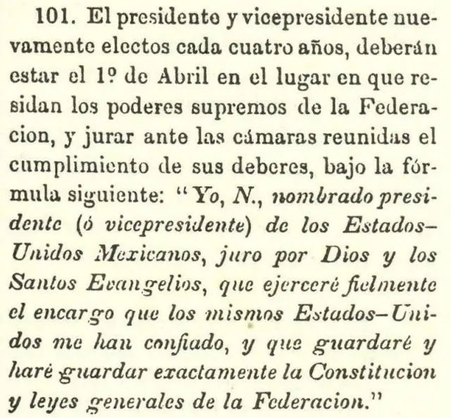 El artículo 101 de la Constitución mexicana de 1824