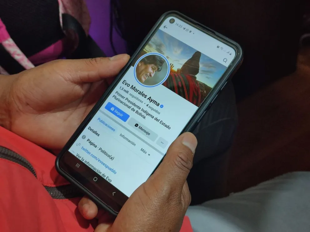 Evo Morales tiene cuentas de redes certificadas en Facebook, X, Instagram y Tik Tok. Foto: Paulo Lizárraga A. 