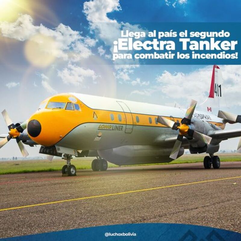 Llega segundo avión Electra Tanker y se suma a flotilla de aeronaves para combatir incendios forestales