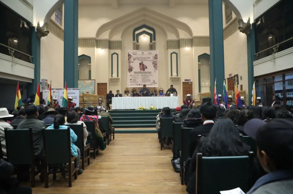 Choquehuanca durante el encuentro de intelectuales. Foto: Vicepresidencia