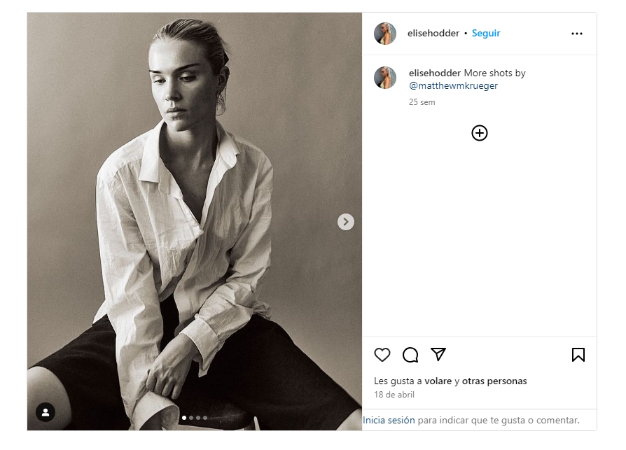 La modelo Elise Hodder, en su Instagram.