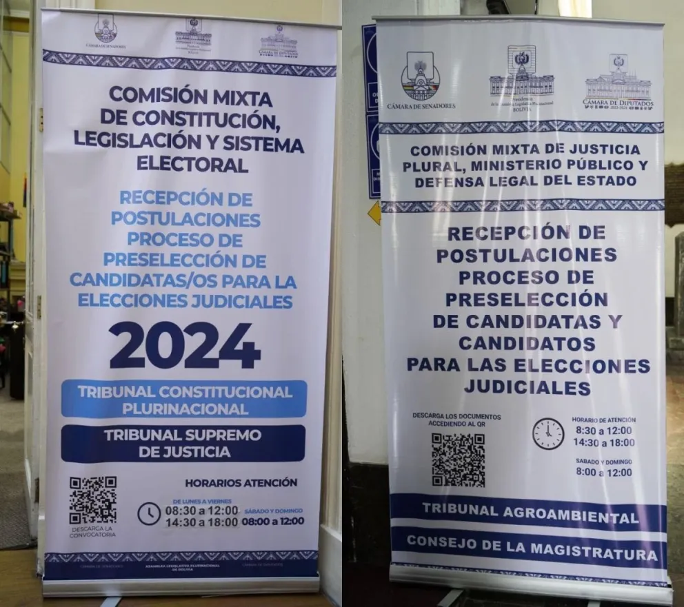 Carteles en la Asamblea Legislativa que señalaban la presentación de postulaciones. Foto: Cámara de Diputados