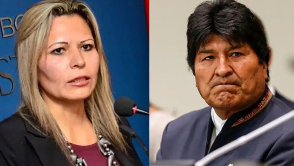 La ahora exfiscal de Tarija, Sandra Gutiérrez, y el expresidente Evo Morales