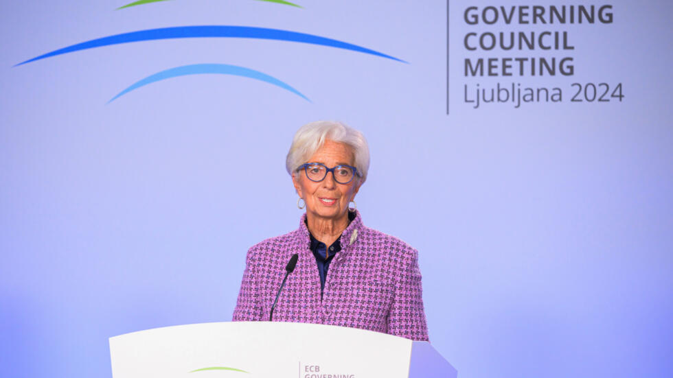 Christine Lagarde, presidenta del Banco Central Europeo, el 17 de octubre de 2024 en el Castillo de Brdo, en Eslovenia