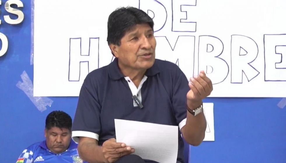 Evo Morales en su segundo día de huelga de hambre.