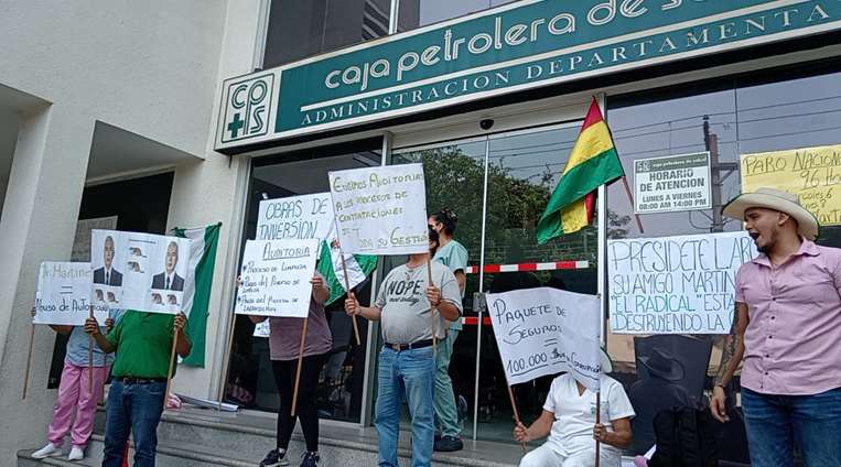 Paro en la Caja Petrolera de Salud | Foto: Juan Carlos Torrejón