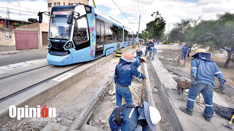 Los trabajos de la línea Amarilla del Tren en un lateral del río Rocha, este 14 de noviembre./ DICO SOLÍS