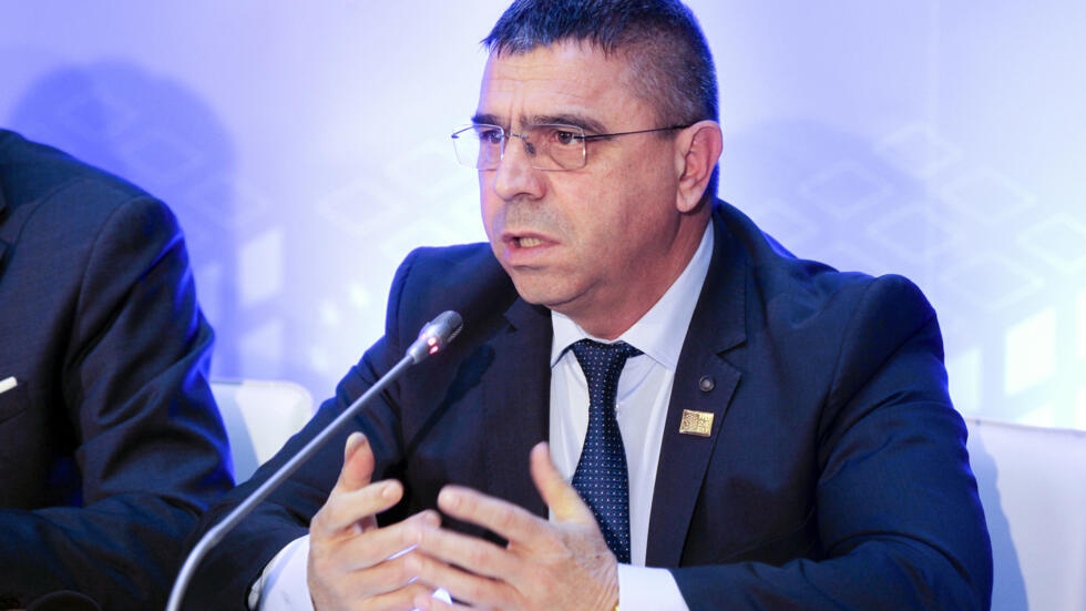 El ministro del Interior de Bulgaria, Atanas Ilkov, habla sobre la expansión del espacio Schengen, el 22 de noviembre de 2024 en Budapest