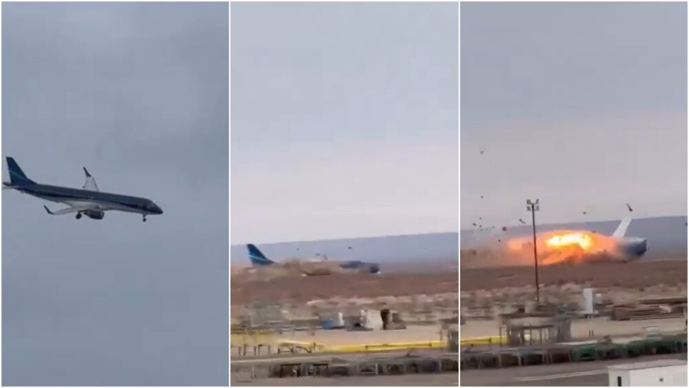 Los impactantes videos que captaron el momento del accidente del avión de Azerbaijan Airlines - Infobae