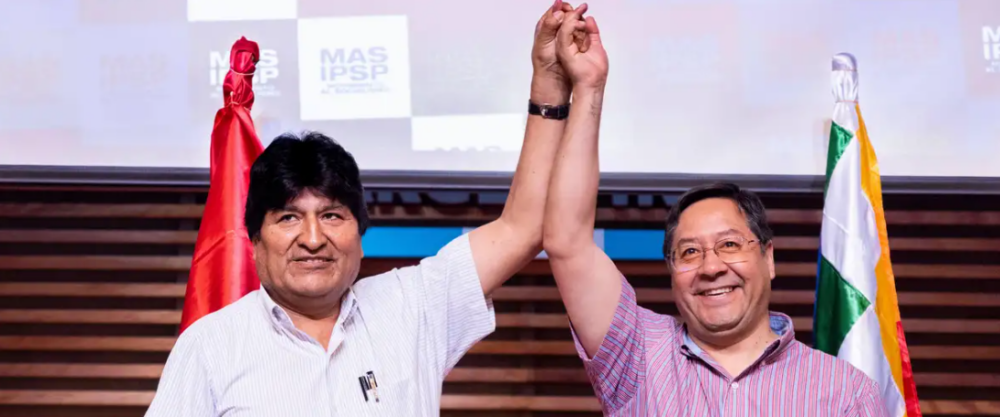 Evo Morales y Luis Arce