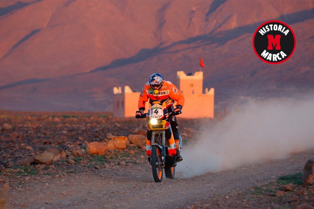 Nani Roma, durante la edición del Dakar (2004) que conquistó en la categoría de motos.