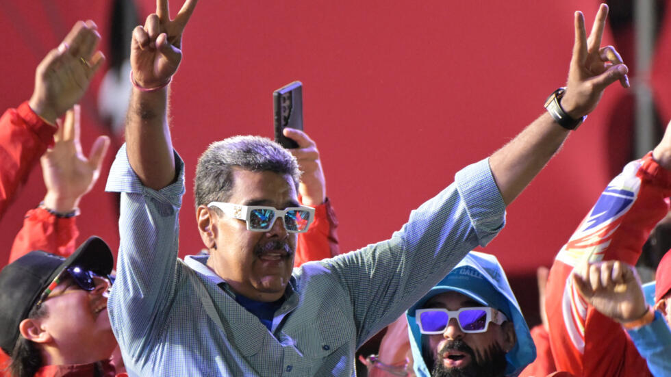 El presidente Nicolás Maduro, en el cierre de su campaña electoral en Caracas, el 25 de julio de 2024