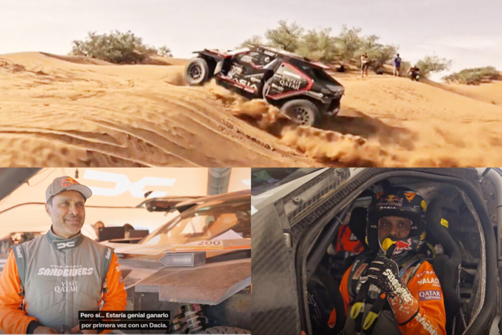 Al-Attiyah, durante la filmación de la preparación del Dacia Sandriders con vistas al Dakar.