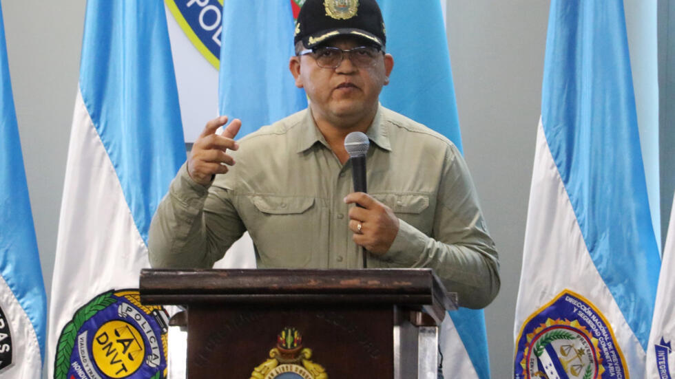 El ministro de Seguridad de Honduras, Gustavo Sánchez, en una rueda de prensa en Tegucigalpa el 7 de enero de 2025