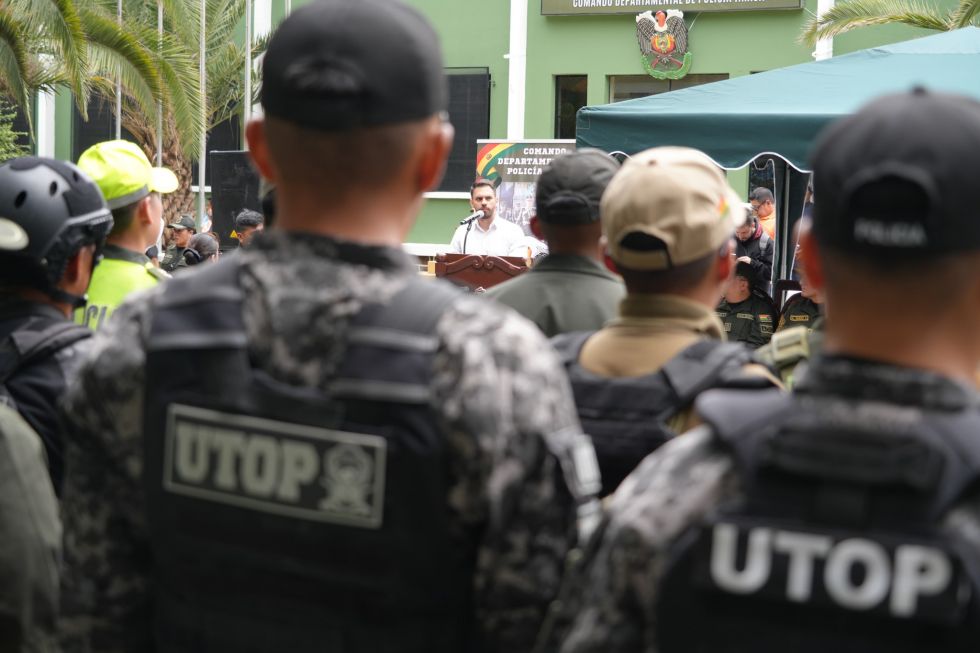 El ministro de Gobierno, Eduardo Del Castillo, este jueves, en un acto de la Policía. 