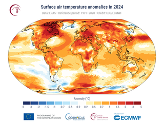 2024 se convierte en el año más cálido y primer año en superar los 1,5 °C por encima del nivel preindustrial