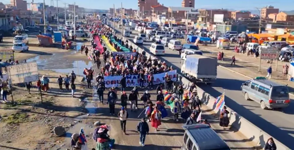 La marcha "evista" este lunes, en el sector de Ventilla. Foto: Captura de video