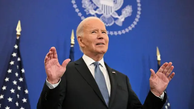 Joe Biden en una rueda de prensa que dio el lunes.