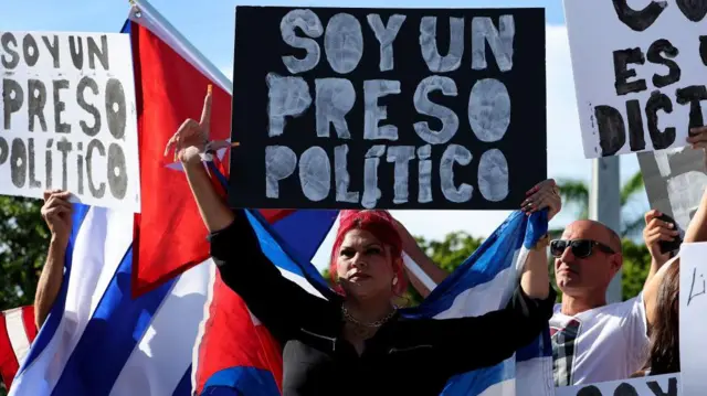 Manifestación en Miami en julio de 2022 a favor de la liberación de los detenidos en las protestas de 2021.