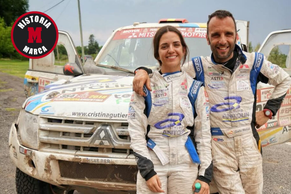 Cristina Gutiérrez y Gabi Moiset, con el Mitsubishi.