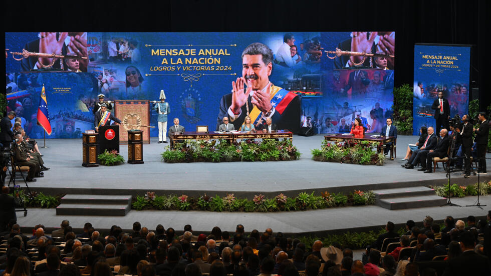 El presidente venezolano Nicolás Maduro en su mensaje anual ante el Parlamento